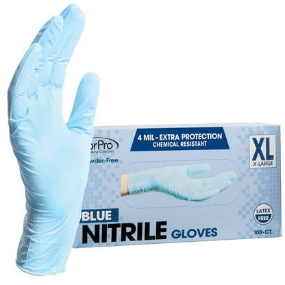 ForPro Professional Collection Disposable Nitrile Gloves, Chemical Resistant, Powder-Free, Latex-Free, Non-Sterile, Food Safe, 4 Mil, Black, Medium, 100-Count Pots Amazon Blue X-Large (Pack of 100) 