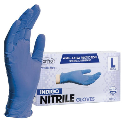 ForPro Professional Collection Disposable Nitrile Gloves, Chemical Resistant, Powder-Free, Latex-Free, Non-Sterile, Food Safe, 4 Mil, Black, Medium, 100-Count Pots Amazon Indigo Large (Pack of 100) 