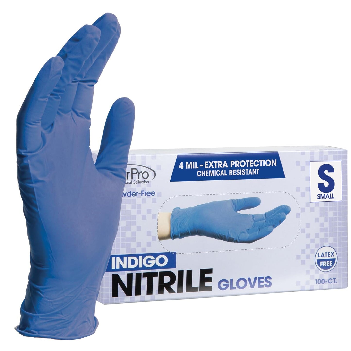 ForPro Professional Collection Disposable Nitrile Gloves, Chemical Resistant, Powder-Free, Latex-Free, Non-Sterile, Food Safe, 4 Mil, Black, Medium, 100-Count Pots Amazon Indigo Small (Pack of 100) 