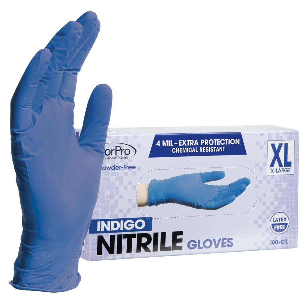 ForPro Professional Collection Disposable Nitrile Gloves, Chemical Resistant, Powder-Free, Latex-Free, Non-Sterile, Food Safe, 4 Mil, Black, Medium, 100-Count Pots Amazon Indigo X-Large (Pack of 100) 