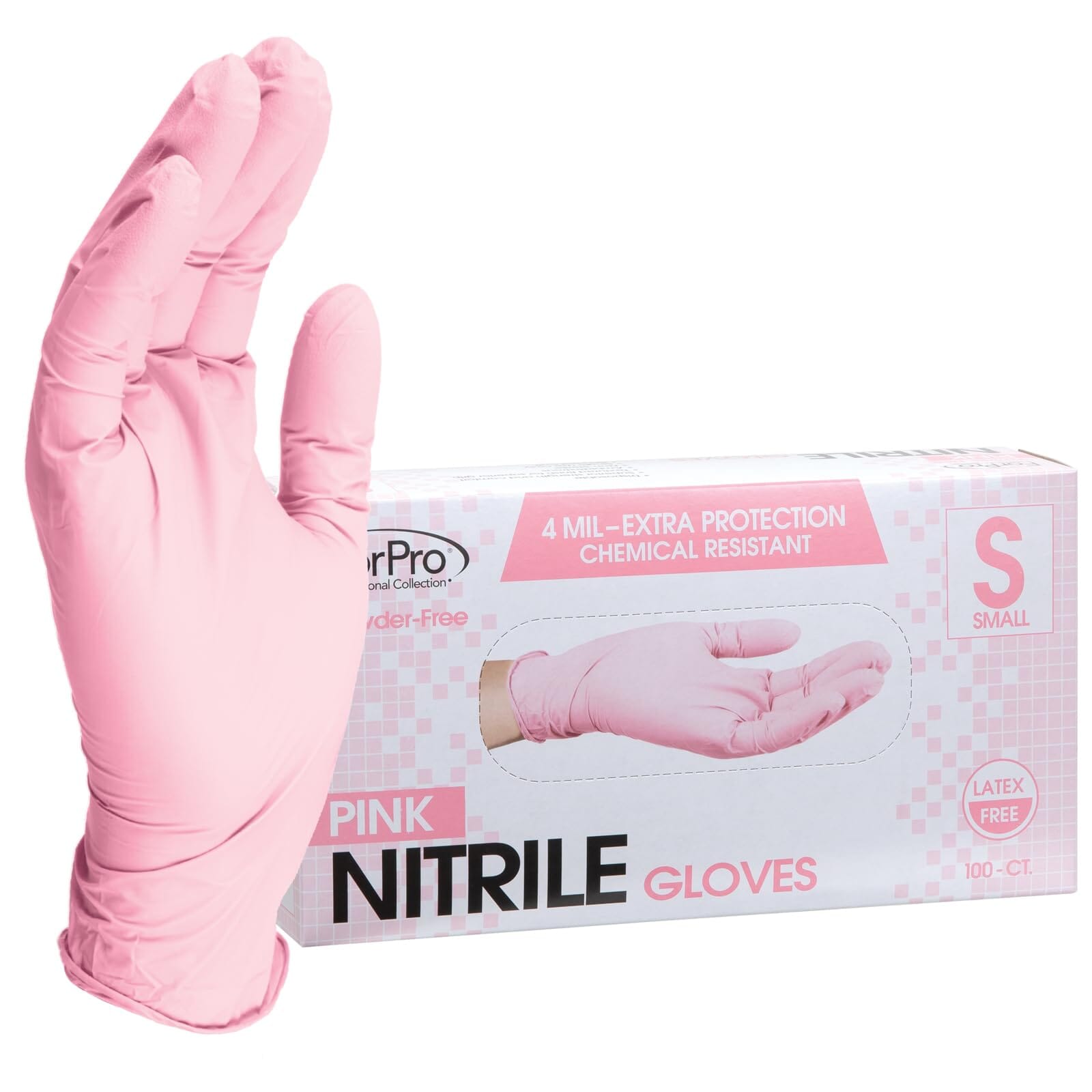 ForPro Professional Collection Disposable Nitrile Gloves, Chemical Resistant, Powder-Free, Latex-Free, Non-Sterile, Food Safe, 4 Mil, Black, Medium, 100-Count Pots Amazon Pink Small (Pack of 100) 