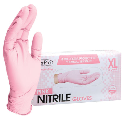 ForPro Professional Collection Disposable Nitrile Gloves, Chemical Resistant, Powder-Free, Latex-Free, Non-Sterile, Food Safe, 4 Mil, Black, Medium, 100-Count Pots Amazon Pink X-Large (Pack of 100) 