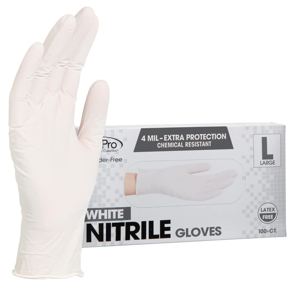 ForPro Professional Collection Disposable Nitrile Gloves, Chemical Resistant, Powder-Free, Latex-Free, Non-Sterile, Food Safe, 4 Mil, Black, Medium, 100-Count Pots Amazon White Large (Pack of 100) 