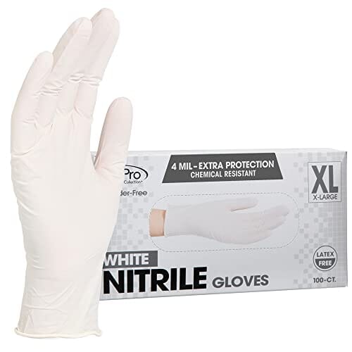 ForPro Professional Collection Disposable Nitrile Gloves, Chemical Resistant, Powder-Free, Latex-Free, Non-Sterile, Food Safe, 4 Mil, Black, Medium, 100-Count Pots Amazon White X-Large (Pack of 100) 