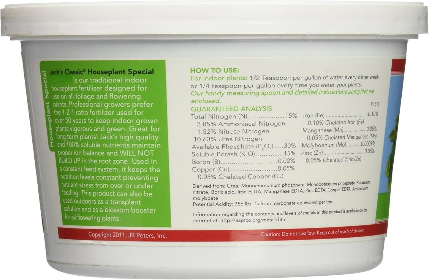 Jack's Classic 15-30-15 Houseplant Special Water-Soluble Fertilizer with Micronutrients to Green-Up and Increase Blooms in Houseplants, 8oz Fertilizer Amazon 