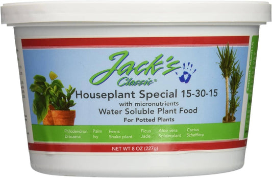 Jack's Classic 15-30-15 Houseplant Special Water-Soluble Fertilizer with Micronutrients to Green-Up and Increase Blooms in Houseplants, 8oz Fertilizer Amazon 