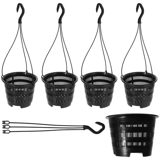 Orchids Supplies: Hanging Flower Pots, Plastic Hanging Orchid Pots Breathable Mesh Net Pot Hanging Basket with Hook 5Pcs Pots Amazon 