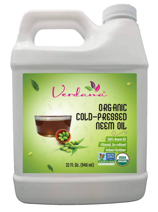 Verdana Organic Cold Pressed Pure Neem Oil - 1 Quart (32 Fl Oz) - Non GMO - Unrefined - 100% Neem Oil, Nothing Added or Removed – Skin Care, Hair Care Ingredient and Leafshine Brand Fertilizer Amazon 32 Fl Oz (Pack of 1) 